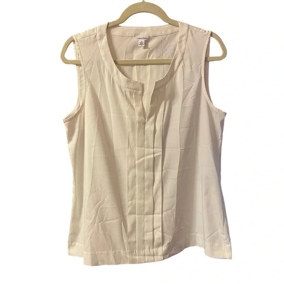 CALVIN KLEIN PLEATED CAREER BLOUSE - Picture 1 of 4